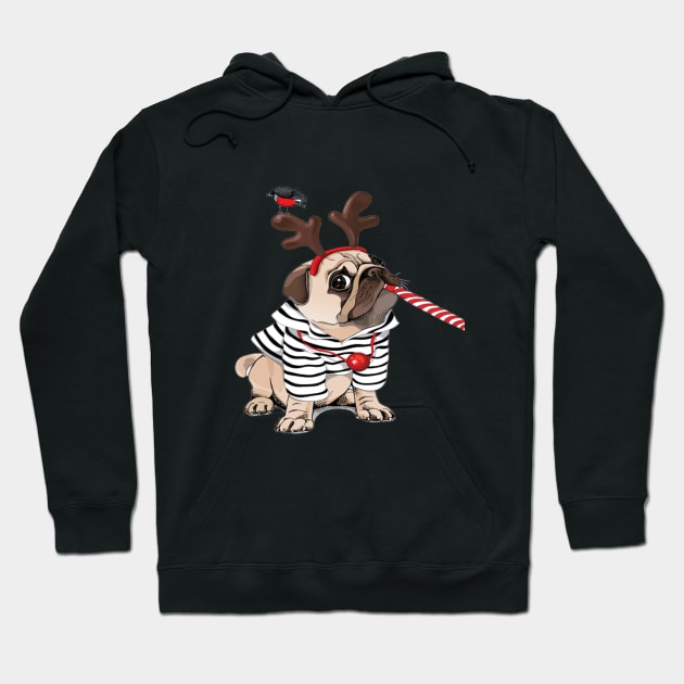 Merry Christmas with the cutest PUG ever Hoodie by ARTshirts